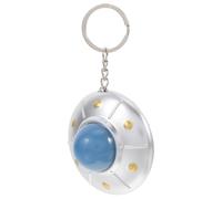 SOLUSTRE Creative Flying Saucer Keychain with LED Light, Stylish Silver Plastic Pendant Resistant to Damage and Easy to Carry, for Car and Office Use by Children and Adults