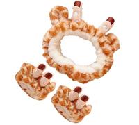 SOLUSTRE Creative Giraffe Plush Spa Headband and Wristband Set for Women, Skin-friendly and Soft Prevents Water from Flowing down Arms for Face Washing and Applying Facial Masks