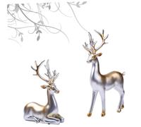 SOLUSTRE Creative Golden Couple Deer Ornaments Chic Resin Decoration for Living Room Bedroom Study Unique Furnishing Decor for Home Idea