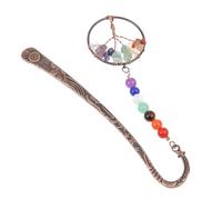 SOLUSTRE Crystal Life Tree Bookmark Relaxing and Calming with Seven Chakra Stones Brass and Crystal Material, for Graduation and Souvenir, for Students and Readers