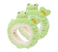 SOLUSTRE Cute Flannel Frog Look Headbands Soft Spa Hair Bands 2 Pcs for Women Adorable Face Washing Headband for Cosmetic and Facial Care for Makeup and Skincare