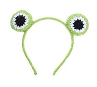 SOLUSTRE Cute Frog Eyes Crochet Headband for Women Stretchy Knitted Makeup Hair Accessory with Elastic Fit Unique Handmade Design for Parties Festivals and Themed Events