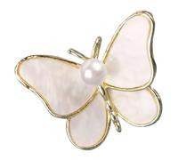SOLUSTRE Decorative Brooch Shell Butterfly Style Brooch High-end Fashion Alloy Shell Artificial Pearl Lightweight Portable for Family and Friends Special Occasions Unique Butterfly Pattern