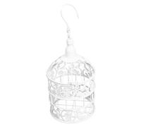 SOLUSTRE Delicate Iron Art Birdcage Decoration White European Style Decorative Bird Cage Adornment for Desktop Display and Home Interior Enhancing Visual Enjoyment