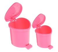 SOLUSTRE Desktop Wastebasket with Lid Plastic Strawberry Shaped 2pcs Pink