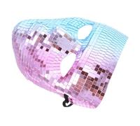 SOLUSTRE Disco Mirror Face Mask for Halloween Carnival Nightclub Parties | Plastic Full Face Design, Sparkly Glitter Finish, Lightweight Coverage, Reflective Surface for Dance Events
