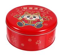 SOLUSTRE Dragon Year Tinplate Cookie Tin Round Large Decorative Candy Biscuit Treat Box for Year Festival Party Storage
