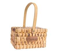 SOLUSTRE Eco Friendly Rattan Flower Basket Handheld Storage Box for Indoor Outdoor Decor Natural Woven Fruit Container Rustic Rectangular Organizer with Pastoral Craftsmanship
