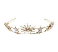 SOLUSTRE Elegant Golden Star Tiara Headband, Alloy Bride Headdress for Wedding Dress, Delicate Circlet for Performance and Special Occasions