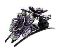 SOLUSTRE Elegant Ponytail Hair Clip with Rhinestone Crystal Flower, Resin Material, Large Size for Secure Hold Day, Comfortable No Pulling, for Wedding and Birthday Hair Accessories