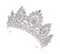 SOLUSTRE Elegant Silver Rhinestone Crown Headband Handmade Alloy Tiara for Women Bride with Luxurious Temperament, for Anniversary and Special Occasions