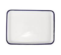 SOLUSTRE Enamel Baking Tray Enamel Baking Dish 13.95x10.02x0.98in White Rectangular Multi-Functional Design Resist Wear and Tear for Storing Bread and Family Gatherings