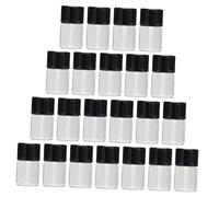 SOLUSTRE Essential Oil Glass Bottles Set 50pcs 2ml with Black Fine-texture Caps and Sealed Stoppers Portable Travel Cosmetics Sub Bottles for Makeup and Skincare