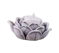 SOLUSTRE European Style Resin Candlestick Holder Retro Lotus Candle Stand for Home Decor Resin Material with Elegant Design Gift and Decorative Ornament for Living Dinner Wedding and Party