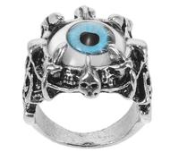 SOLUSTRE Evil Eye Titanium Steel Ring Men’s Gothic Alloy Finger Ring Halloween Jewelry Blue Size 8 Novelty for Men