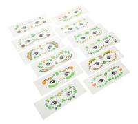 SOLUSTRE Face Stickers Unique Irish Party Look St Patricks Day Shamrock 12 Sheets Temporary Tattoos Eco-friendly Pvc Material Comfortable Versatile Use for Performances and Dances