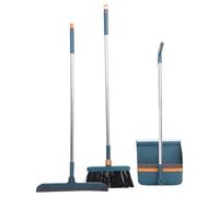 SOLUSTRE Floor Cleaning Dustpan Brush and Squeegee Set for Home Cleaning with Stainless Steel and Pp Material, Blue Colour, Keeps Surfaces Dry and Clean, for Bathroom and Floor Use