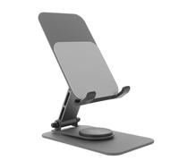 SOLUSTRE Foldable Phone Stand Holder for Desk with 360° Rotation, Angle Adjustable, Wide Compatibility for Smartphones and Tablets, Carbon Steel Material, Compact Size 11x7x1cm, for Office