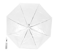 SOLUSTRE Folding Umbrella Automatic Three-fold Lightweight Plastic Umbrella with White Handle Windproof Compact for Women and Men