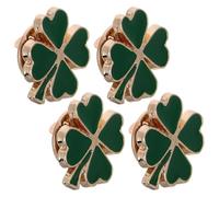 SOLUSTRE Four Leaf Clover Brooch Pin Set 4Pcs Green Enamel Shamrock Vintage Style Lapel Pins for St Patricks Day and Irish Themed Party Favors for Men and Women