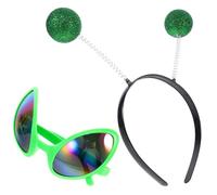 SOLUSTRE Funny Glasses Headband Set with Green Space Headband Halloween Party Costume Accessory for Eye Catching Halloween Headwear for Masquerade and Themed Events