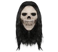 SOLUSTRE Ghost Skull Mask: Halloween Skeleton Mask Detailed Latex Skull Headgear with Moving Jaw for Cosplay Horror Parties and Haunted House Adventures