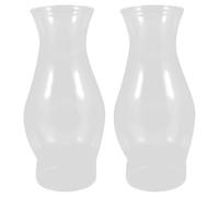 SOLUSTRE Glass Chimney Lampshade Replacement with Fourclaw Support 2pcs High Temperature Resistance for Kerosene Lamp and Oil Lamp for Outdoor Camping and Vintage Lighting