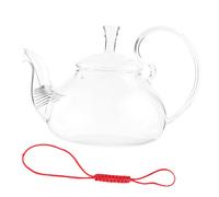SOLUSTRE Glass Teapot Raised Handle Transparent Tea Ware Heat Resistant Embellished Pot for Scented Loose Leaf Tea Brewing and Pouring