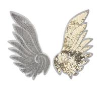 SOLUSTRE Gold Sequin Embroidered Wing Design Clothes Applique for DIY Garment Decoration Fashionable Clothing Accessories Suitable for Sweaters Shirts Cushions and Crafts