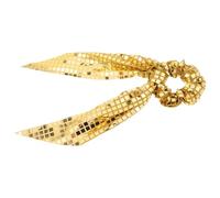 SOLUSTRE Golden Fabric Sequin Bow Hair Scrunchies for Women, Versatile Accessory with Sparkle, Elegant European and American Fashion Design, for Casual and Formal Outfits