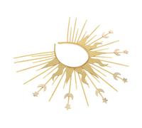SOLUSTRE Golden Mary Crown Baroque Headdress Headband for Women Elegant Goddess Tiara Hair Accessories Mystical Solar Star Moon Design Luxury Boho Wedding Costume Jewelry