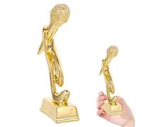 SOLUSTRE Golden Microphone Trophy Singing Contest Award with Music Note Design, Karaoke Trophy for ’s Singing Competitions and Host Performances