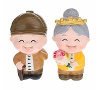 SOLUSTRE Grandparents Figurine Elderly Couple 2pcs Cake Decoration Topper Resin Elegant Resin Statue for Home Decor and Cake Decorating Suitable for Home and Study Room