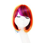 SOLUSTRE Hair Accessory for , Wig Synthetic Short and Soft Women Rainbow Practical High Temperature Fibre , Stylish for Halloween Cosplay Concerts