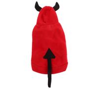 SOLUSTRE Halloween Dog Costume Devil Style in Red Fleece, Easy to Put and Fast Dry Pet Clothes for Photo Taking and Birthday Celebrations