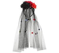SOLUSTRE Halloween Mesh Veil Flower Headbands Gothic Style Day of the Dead Ghost Bride Floral Headpieces for Halloween Costume Dance Parties Supplies