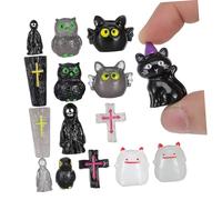 SOLUSTRE Halloween Miniatures with Ghost Crow Demon and Tombstone Resin Figurines Compact DIY Spooky Decor for Graveyard Accessories Dollhouse Halloween Figurines for Desktop and Garden