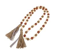 SOLUSTRE Halloween Wooden Beads Pendant with Beige Hemp Rope Tassel Sturdy Rustic Hanging Ornament for Home and Bedroom Decorations Farmhouse Style Accent and Party