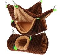 SOLUSTRE Hammock Bed and Hanging Double-layer Hamster in for Plush Such as Easy to Install Cozy Cage Accessory Coffee Colour Small Animals Guinea Pigs Hamsters