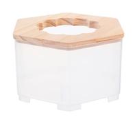 SOLUSTRE Hamster Bath Tub and Toilet with Detachable Design and Dual Functionality, Khaki Abs and Wood Box for Chinchilla and Gerbil, Compact and Adorable Small Animal Potty for Cage Use