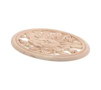 SOLUSTRE Hand Carved Wooden Applique Round Floral Onlay with Intricate Hollow Relief Unpainted Furniture Decor for Cabinet Dresser Bed Door Wall Wardrobe Ceiling DIY Project