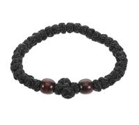 SOLUSTRE Handcrafted Resistant to Deformation and Fading Black String Bracelet with Wood Beads Stylish Tibetan Woven Bracelet for Men and Women Suitable for Daily Wear and Special
