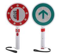 SOLUSTRE Handheld LED Stop Sign with Wireless Charging and Lightweight Pe Material for Traffic Control and Road Safety, Double Sided Traffic Stop Paddle for Crossing Guards and Construction