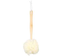 SOLUSTRE Handled Bath Sponge Brush with Wood Handle and Cord, Convenient for Hanging to Dry, Gently Cleanses Skin, for Bath and Shower Use for Men and Ages