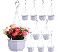 SOLUSTRE Hanging and Dependable Hooks for Optimal Growth 10pcs White with Proper Drainage Holes and Preventing Excess Watering, Lightweight Design for Outdoor Settings