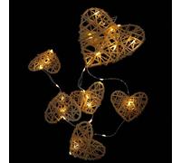 SOLUSTRE Hanging Ornament Rattan Wind Chime Pendant Heart Shape Battery Operated Rattan with Light, Beige Decorative Hanging Pendant Home Décor for Patio near The Entry
