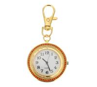 SOLUSTRE Hanging Pocket Watch Unisex Watch with Keychain Stylish Quartz Movement Golden Stainless Steel Alloy Glass Fashion Design Easy Fix on Bag Gift for Nurse's Week