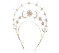 SOLUSTRE Headband Stylish Star and Ring Design with Layered Metal Structure Golden Moon Crown Versatile Accessory with Secure Fit Hair Accessory for Women for Wedding and Party