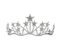 SOLUSTRE Headdress and Sturdy Hold Silver Star Shape Rhinestone Headband Hair Accessory Chic Design for Bride Wedding for Wedding and Birthday Party