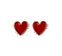 SOLUSTRE Heart Earrings Punk Style Studs for Women Girls Metal Material Red Colour Exaggerating Design for Festivals and Fairs